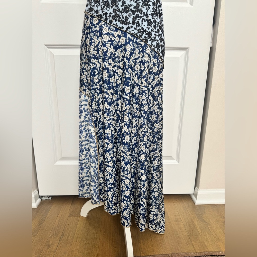 Mango - Asymmetrical Hem Patchwork Floral Maxi Dr… - image 2